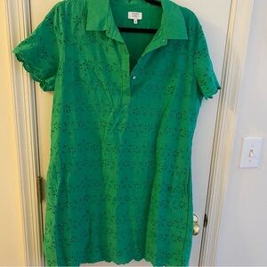 Crown & Ivy Green Eyelet Sheath Dress, size 14